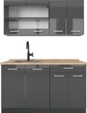 Vicco R-Line Eenpersoonskeuken – 140 cm, WB Eik Antraciet hoogglans/antraciet