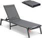 Vevor Chaise longue, Chaise de plage pour terrasse, plage, piscine, 182x60x88cm, gris foncé