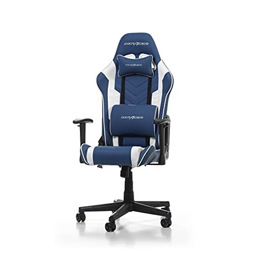 DXRacer Gamingstoel, kunstleer, blauw-wit, tot 185 cm