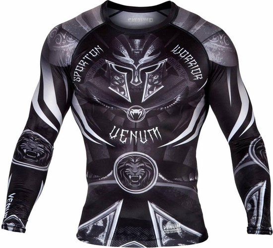 Venum Gladiator 3.0 Rashguard L/S - Zwart/Wit - Maat S