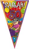 Folat Mega vlag Sarah - 90 x 150 cm - polyester - 50 jaar verjaardag versiering