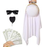Sans marque Carnaval set kostuum Arabier/Sjeik - hoofddoek - baardje - zonnebril - 75x nep dollars