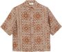 s.Oliver Chemisier Femme Manches Courtes Viscose Fleuri Caramel Coupe Droite Casual
