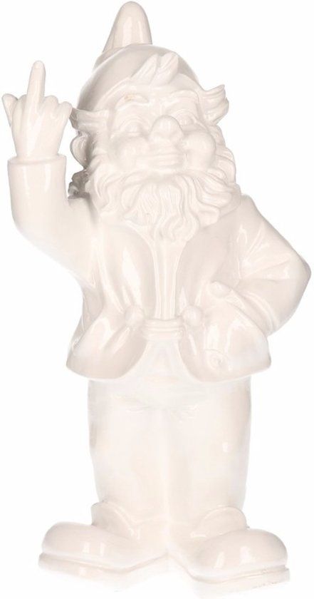 Stoobz Design Tuinkabouter wit middelvinger 20 cm