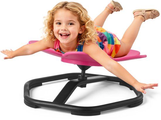 VEVOR Kinderdraaistoel, Sensorische Draaistoel in Bloemvorm, Draagvermogen 100 kg, Sensorisch Speelgoed met Antislip Metalen Voet, Bevordert Coördinatie, Balans en Concentratie, Roze