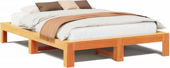 vidaXL Bedframe zonder matras massief grenenhout wasbruin 150x200 cm