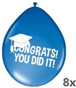 Folat - Ballonnen - Geslaagd - Congrats! You did it! - 30cm - 8st