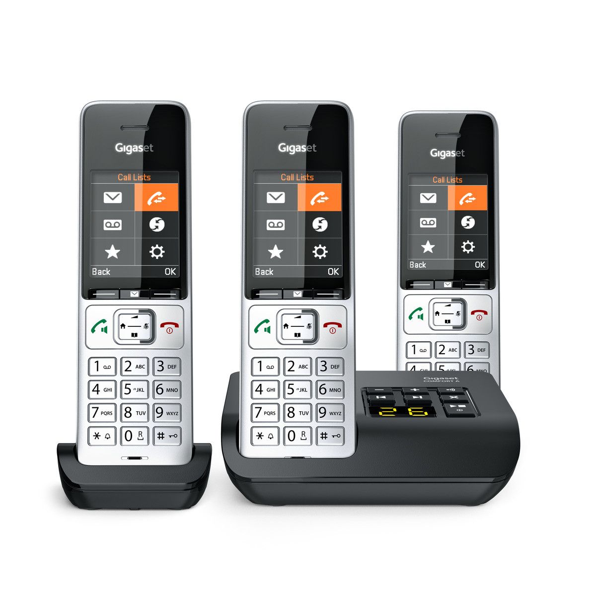 Gigaset COMFORT 500A Trio Analoog/DECT Telefoon - Zwart/Zilver - Trio Pack