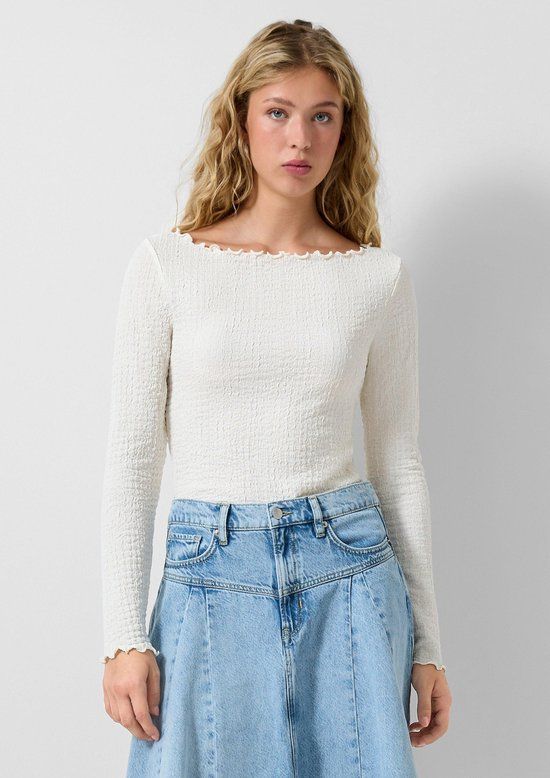QS s.Oliver QS T-Shirt Vrouwen XL Crème Polyester