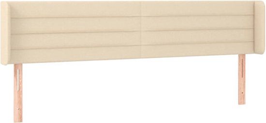 vidaXL Hoofdbord met randen 183x16x78/88 cm stof crèmekleurig