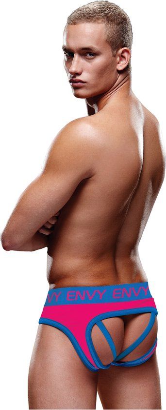 Envy jockstrap slip rood met blauw - S/M - Meerkleurig - Polyester