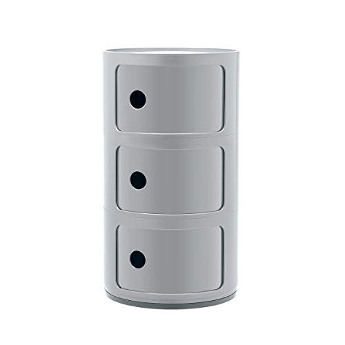 Kartell Componibili Opbergruitme met 3 Elementen, Zilver, 58.5 x 32 x 32 cm