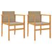 VidaXL Tuinstoelen 2 st met kussens poly rattan en massief hout beige