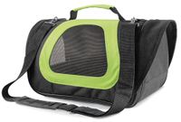 Record - Tweekleurige stoffen transportbox voor honden en katten, tas met riem en binnenzak, mesh zijkanten voor ventilatie en zichtbaarheid - Maat M - 35 x 22 x 23 cm