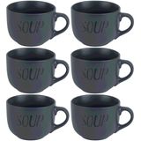 Cosy & trendy soepkommen - 6x - donkergrijs - 11 cm - 510 ml