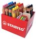 STABILO Woody 3-in-1 Kleurpotlood, Waterverf en Waskrijt, 30-delige Doos met 2 Puntenslijpers, 10 Kleuren
