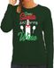 Bellatio Decorations Foute Kersttrui - Dear Santa just bring wine - groen - dames - Kerstkleding - Drank - Sweater L