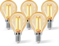 Aigostar LED Filament G45 4W E14 Amber 2200K Set van 5 stuks