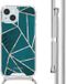 iMoshion Hoesje iPhone 15 - Petrol Green Graphic - Back Cover met Koord