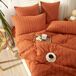 TRANKIELO® - Ensemble de literie microfibre 155 x 220 cm - Orange - Respirant - 3 pièces - Moderne