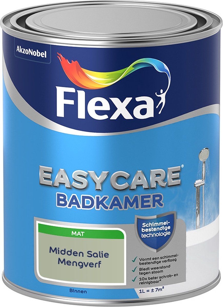 FLEXA Easycare Muurverf - Badkamer - Mat - Midden Salie - 1 liter