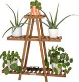 needs&wants® need&wants® plantenstandaard bloemenstandaard van hout weerbestendig voor binnen buiten balkon tuin buiten binnenmuur, plantenplank bloementrap, 83 x 28 x 83 cm hoog, bruin