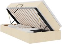 vidaXL Opbergbed met matras, crème kleur, 100 x 200 cm, polyester