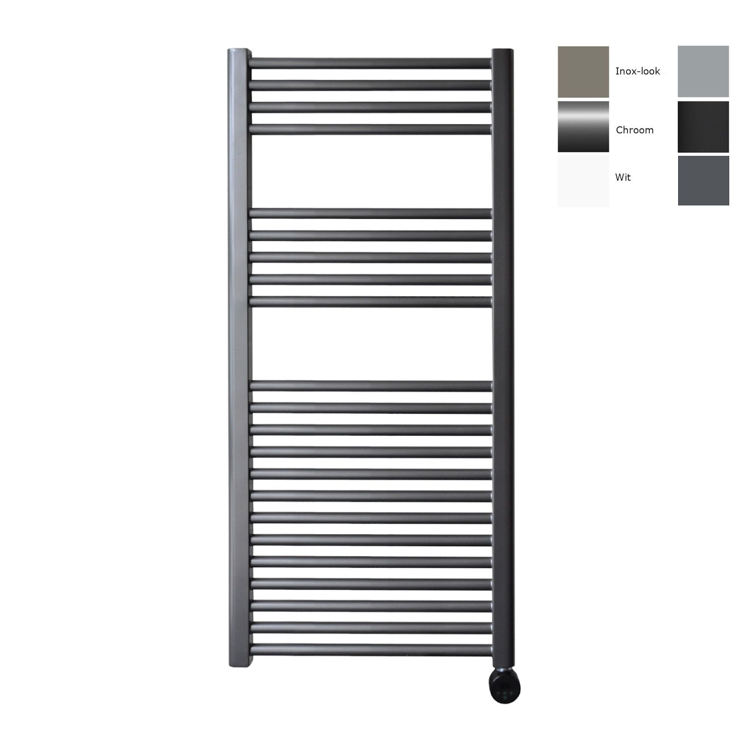 Sanicare Design Radiator - 111.8 x 45 cm - Gun Metal - Thermostaat Chroom (Rechtsonder)
