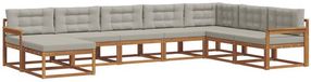 vidaXL - Salon d'angle - 8 places assises - Bois d'acacia - Naturel et gris clair