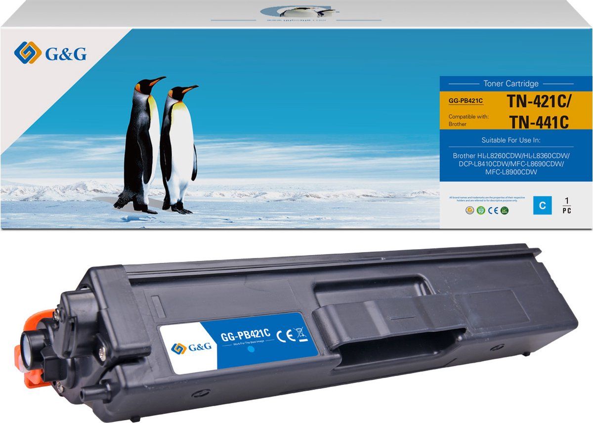 G&G TN421 Toner Compatibel met Brother TN-421 Tonercartridge cyaan
