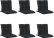 vidaXL Lage Rugleuning Stoelkussens Set 6 st Polyester Melange Zwart