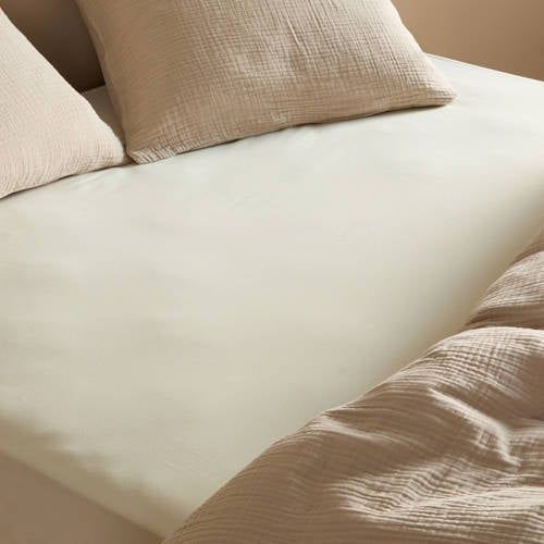 NOUS Living katoen satijnen hoeslaken - off white