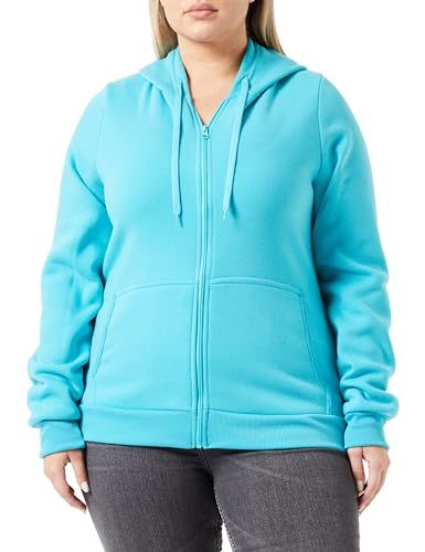 Kilata Women's Hooded Sweatshirt - Zipper - Polyester - Turquoise - XL