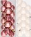 Decoris Kaemingk B.V. 32x stuks kunststof kerstballen mix van oudroze en wit 4 cm