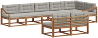 vidaXL Bank loungeset 8 zitplaatsen Naturel en lichtgrijs Acacia hout