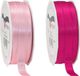 Glorex Hobby Satijn cadeau inpak deco sierlint - 2 tinten roze - 25 meter x 1 cm