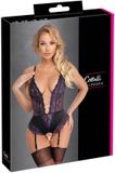 Cottelli Collection Lingerie Cottelli Lingerie Erotische Body met Lavendel Accenten Zwart/Lila XL