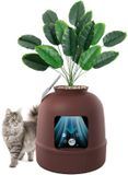 OEM BeiJingLiangPinJiaZuoKeJiWenHuaFaZhanYouXianGongSi Kattenbak in Bloempot Design - Met Plant & Schep - Bruin