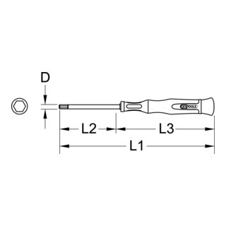 KS Tools KS Tools ESD precisie-mechanische schroevendraaier voor binnenzeskantschroeven - met kogelkop, 3/32". Aantal:1