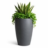 Mega Collections Plantenpot / bloempot Essence Egg pot - kunststof - antraciet - binnen/buiten - D45 x H66 cm