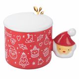 Mok XMas Mok met deksel 350 ml porselein handvat ontwerp Kerstman lepel roestvrij staal