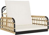 vidaXL Schommelstoel met kussens 63x58x39 cm poly rattan en staal