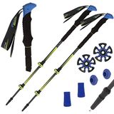 Viking Carbon Trekkingstokken, opvouwbaar, telescoopstokken, wandelen, carbon, wandelstokken, heren en dames, zwart-blauw, 65-135 cm, 2 stuks