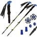 Viking Carbon Trekkingstokken, opvouwbaar, telescoopstokken, wandelen, carbon, wandelstokken, heren en dames, zwart-blauw, 65-135 cm, 2 stuks