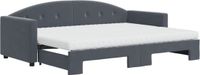 vidaXL Slaapbank met onderschuifbed, fluweel, donkergrijs, 80x200cm