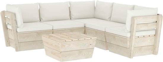 vidaXL 6-delige Loungeset met kussens pallet vurenhout