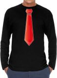 Bellatio Decorations Verkleed shirt voor heren - stropdas rood - zwart - carnaval - foute party XXL