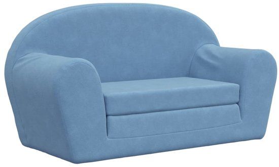 vidaXL Kinderslaapbank - 2-zits - zacht - pluche - blauw