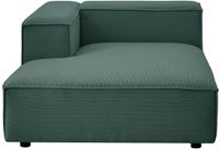 Vente-unique Chaise longue met linkerarmleuning in groen ribfluweel RUZOLO
