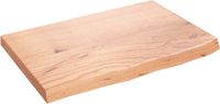 vidaXL - Wastafelblad - 60x40x(2-4) cm - Behandeld Massief Hout - Lichtbruin